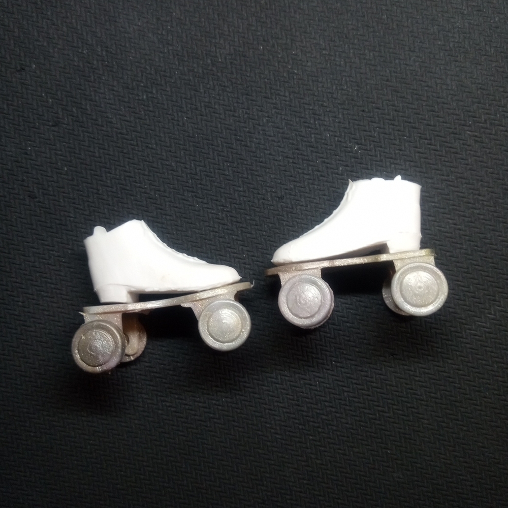 Vintage 1970s Clone Doll White Roller Skates